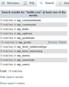 wordpress database search 2